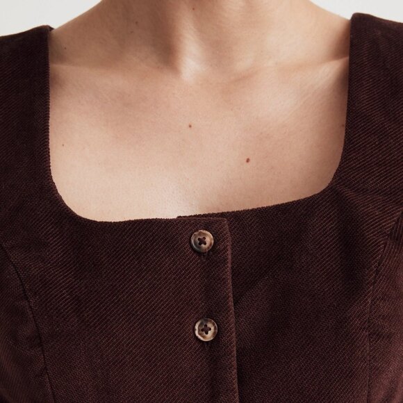 NEW NWT Madewell Corduroy Twill Crop Bralette Button Front Top Size 2 - Picture 3 of 11